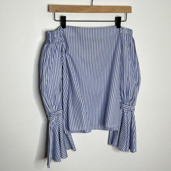 Alexis Womens Juniper Off The Shoulder Bell Sleeve Top XS Blue White Stripe - Picture 3 of 9